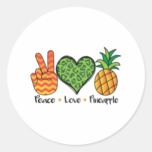 Sticker Rond Peace Love Ananas Cool T Chemise