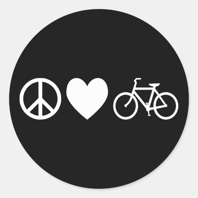 Sticker Rond Peace Love and Bicycles (Devant)