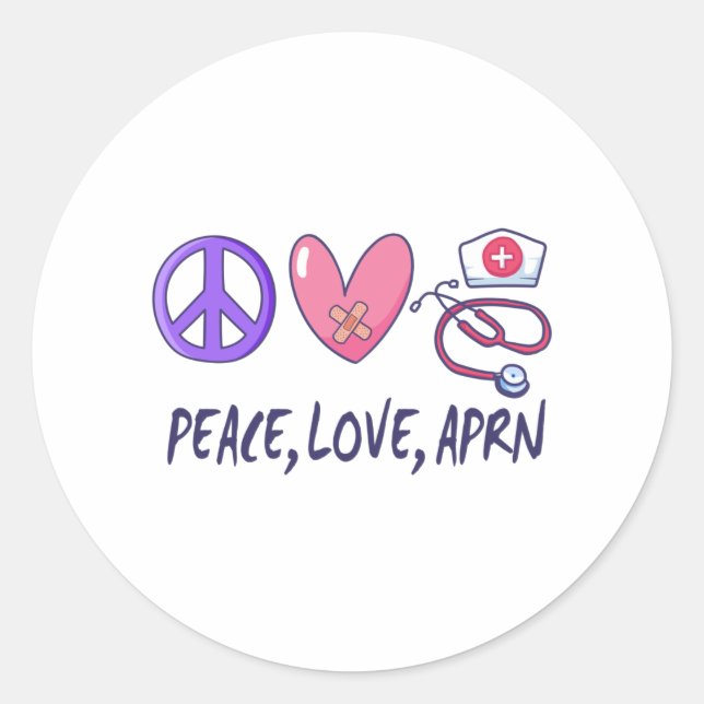 Sticker Rond Peace Love APRN (Devant)