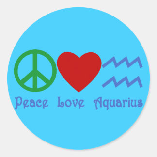 Sticker Rond Peace Love Aquarius Produits