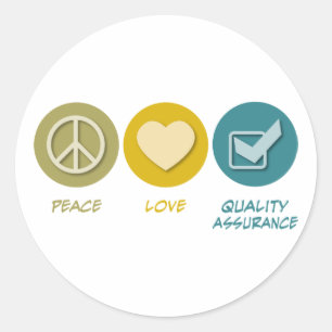 Sticker Rond Peace Love Assurance Qualité
