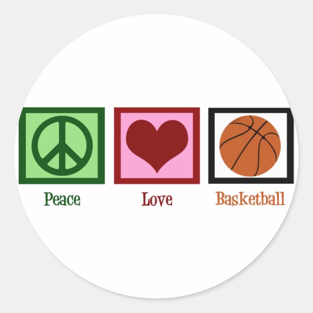 Sticker Rond Peace Love Basket (Devant)