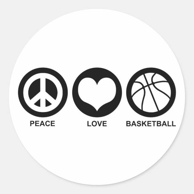 Sticker Rond Peace Love Basket (Devant)