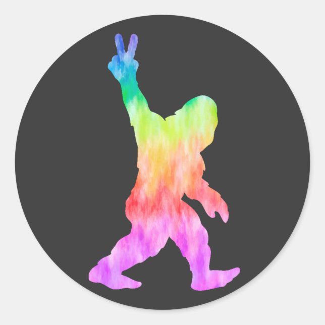 Sticker Rond Peace Love Bigfoot (Devant)