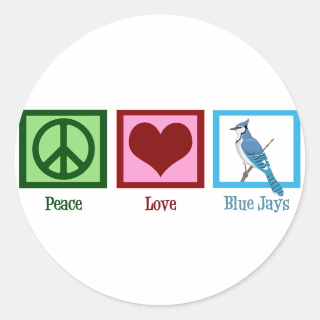 Sticker Rond Peace Love Blue Jays (Devant)