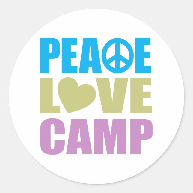 Sticker Rond Peace Love Camp (Devant)