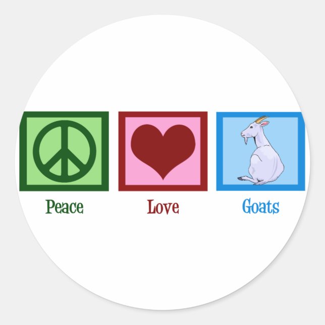 Sticker Rond Peace Love Chèvres (Devant)