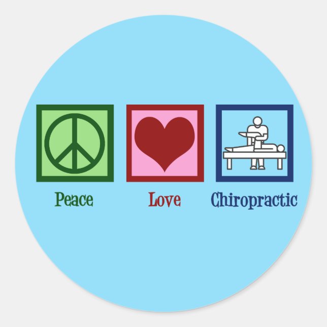 Sticker Rond Peace Love Chiropractic - Cute Chiropractor (Devant)