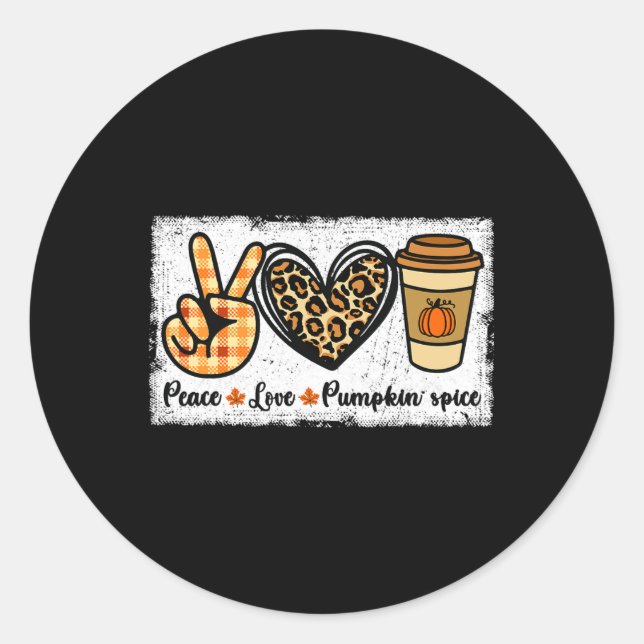 Sticker Rond Peace Love Citrouille Spice (Devant)