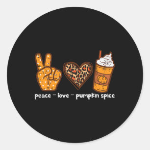 Sticker Rond Peace Love Citrouille Spice Fun Automne Automne Sa
