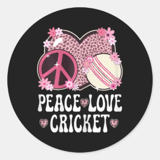 Sticker Rond Peace Love Cricket Lover Outfit Cheetah Print Wome
