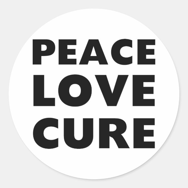 Sticker Rond Peace Love Cure (Devant)