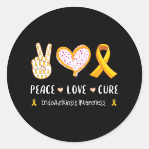 Sticker Rond Peace Love cure Endometriose sensibilisation pour