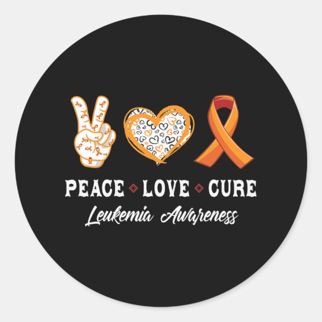 Sticker Rond Peace Love cure Leukemia sensibilisation hommes fe (Devant)