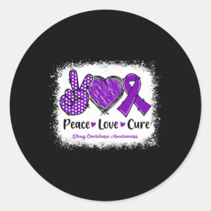 Sticker Rond Peace Love Cure Toxicomanie Sensibilisation Rib po