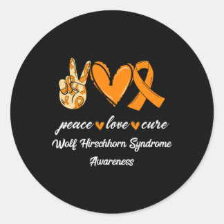 Sticker Rond Peace Love Cure Wolf Hirschhorn Syndrome Ruban Aw