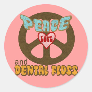 Sticker Rond Peace Love dentaire