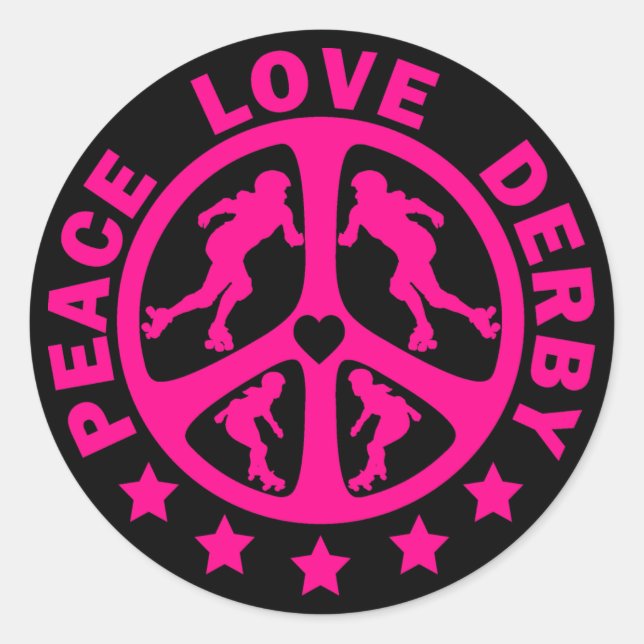 Sticker Rond Peace Love Derby (Devant)