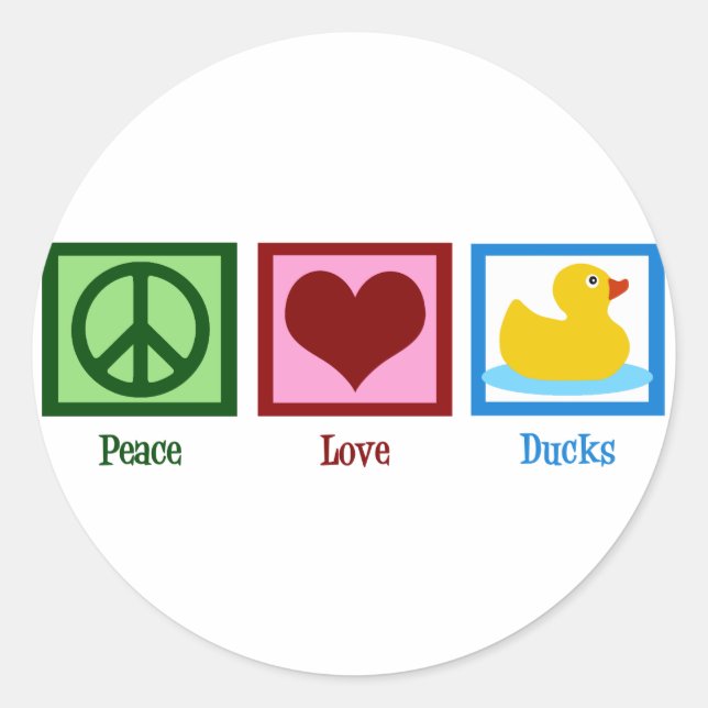 Sticker Rond Peace Love Ducks (Devant)