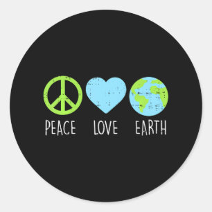 Sticker Rond Peace Love Earth Cool Hippie Hippie Hippie