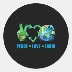 Sticker Rond Peace Love Earth Planet Happy 54th Anniversary Env