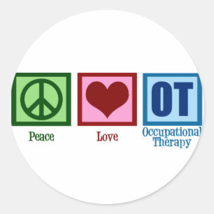 Sticker Rond Peace Love ergothérapie
