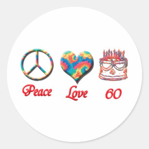 Sticker Rond Peace Love et 60