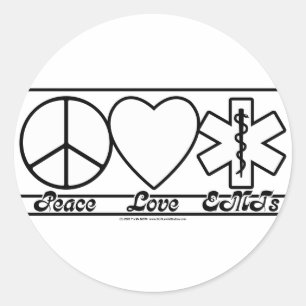 Sticker Rond Peace Love et EMTs
