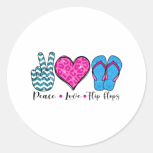Sticker Rond Peace Love Flip Flops Cool T Shirt