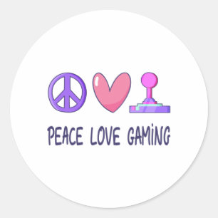 Sticker Rond Peace Love Gaming