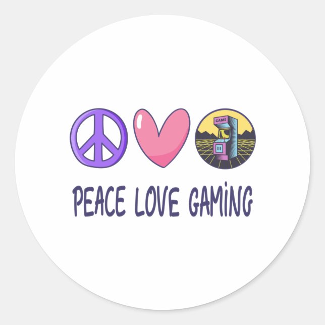 Sticker Rond Peace Love Gaming (Devant)