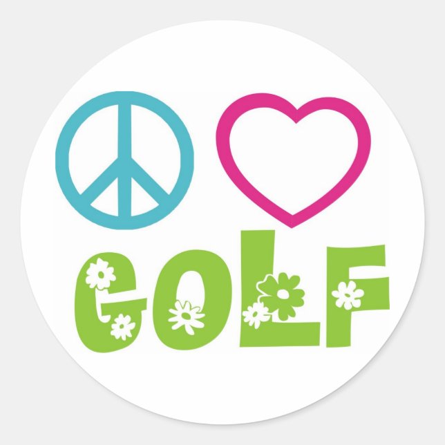 Sticker Rond Peace Love Golf (Devant)
