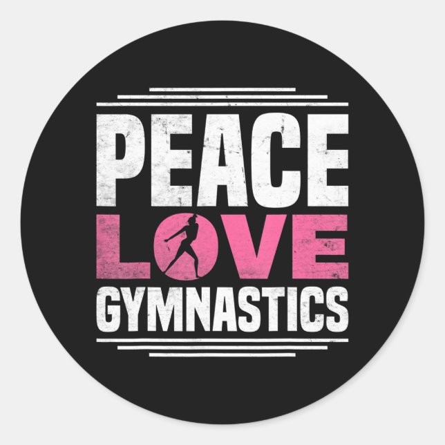 Sticker Rond Peace Love Gymnastique Gymnastique (Devant)