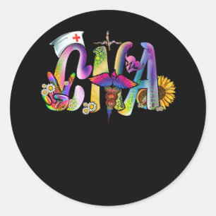 Sticker Rond Peace Love Infirmière certifiée AIIC Infirmière L