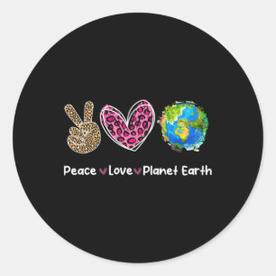 Sticker Rond Peace Love Jour des terres Sauver notre planète En