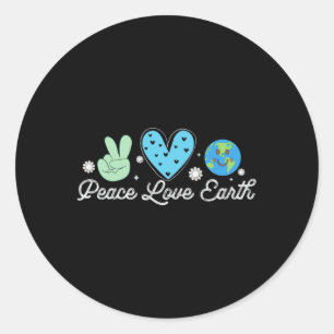 Sticker Rond Peace Love Jour des terres Super Hippie Retro Vint