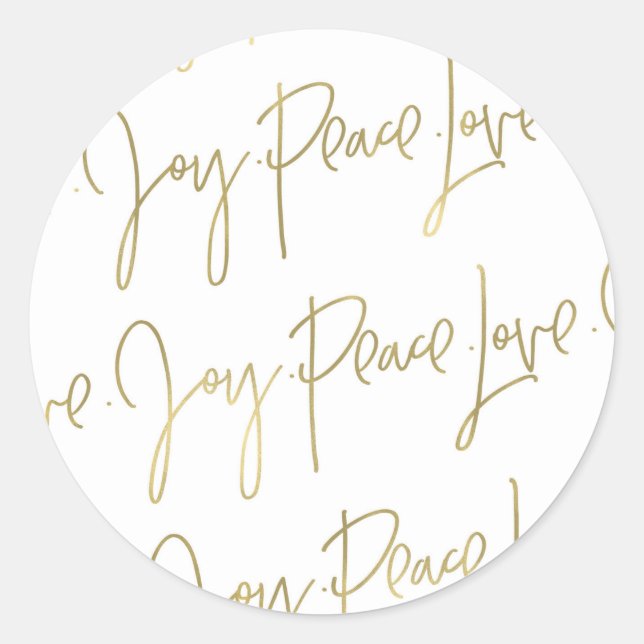 Sticker Rond Peace Love Joy Enveloppe Noël Phoques | Or (Devant)