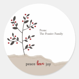Sticker Rond Peace Love Joy Holiday Don