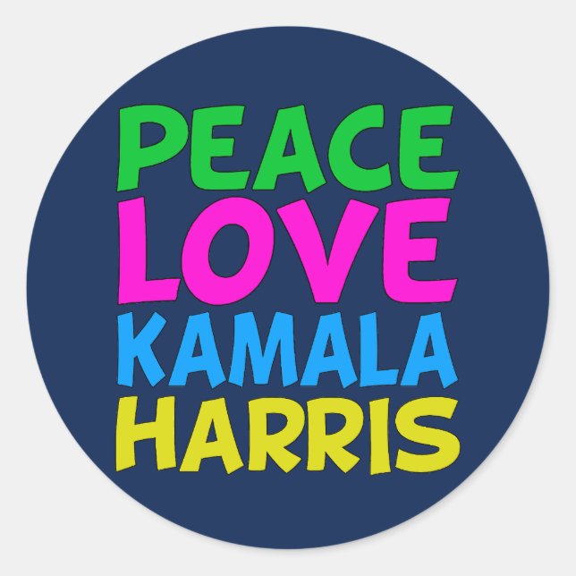 Sticker Rond Peace Love Kamala Harris (Devant)