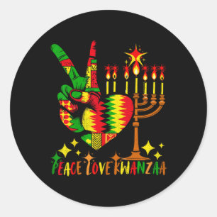 Sticker Rond Peace Love Kwanzaa African American Heritage Happy