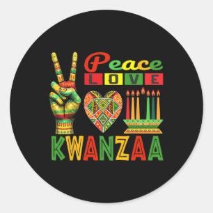 Sticker Rond Peace Love Kwanzaa Patrimoine africain Art culture