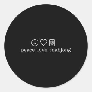 Sticker Rond Peace Love Mahjong