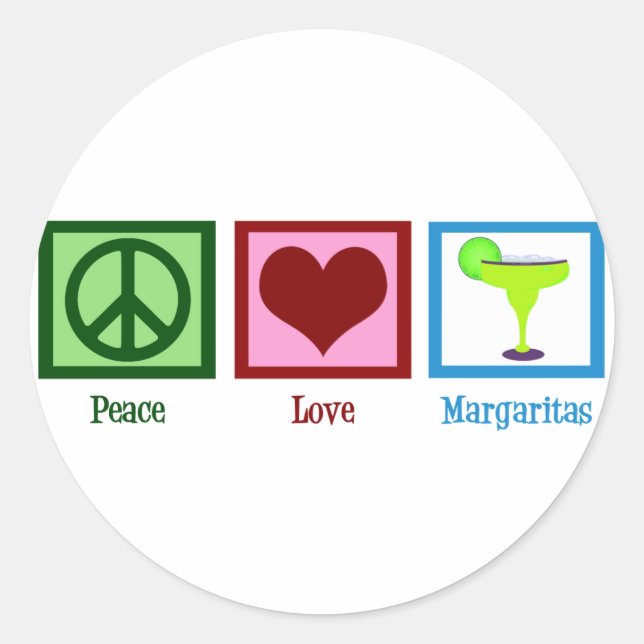 Sticker Rond Peace Love Margaritas (Devant)