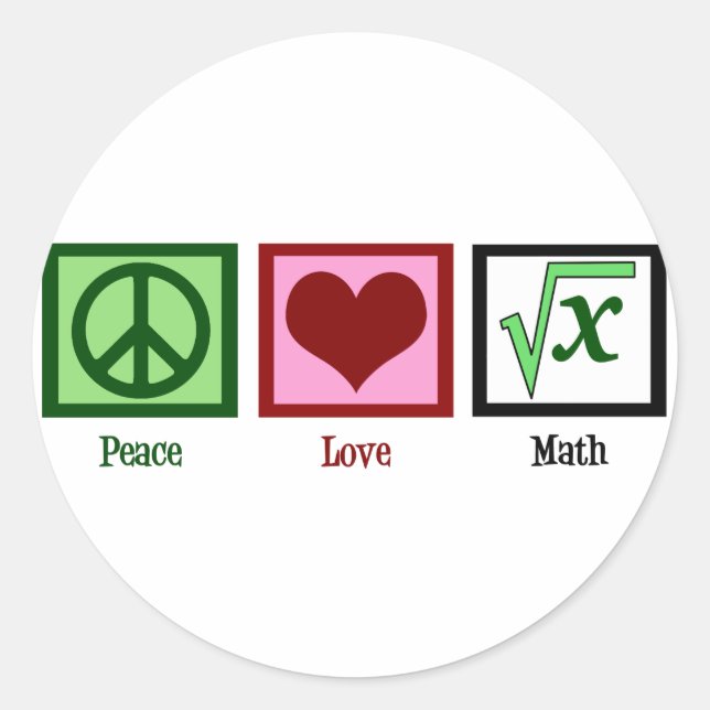 Sticker Rond Peace Love Math (Devant)