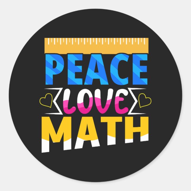 Sticker Rond Peace Love Math School Sujet (Devant)