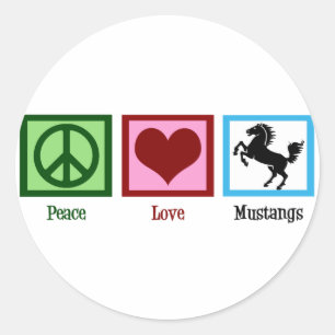 Sticker Rond Peace Love Mustangs