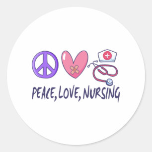 Sticker Rond Peace Love Nuring