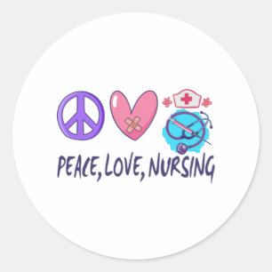 Sticker Rond Peace Love Nuring