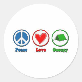 Sticker Rond Peace Love Occupy
