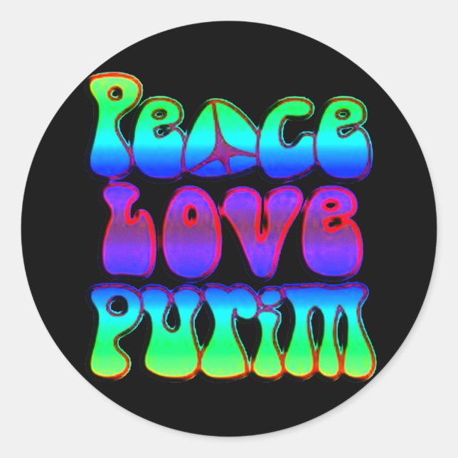 Sticker Rond Peace Love Purim (Devant)